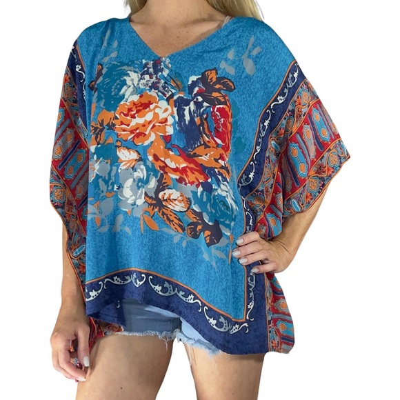 TOLANI 100% Silk Floral Kimono Top - Picture 2 of 8